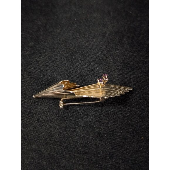 Vintage Sarah Coventry Purple Rhinestone Gold Tone Flower Spray Brooch Gold Tone - Picture 5 of 11